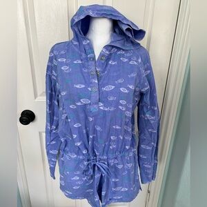 NWT Fresh Produce Tiny fish Periwinkle Blue Draw String Pullover Small